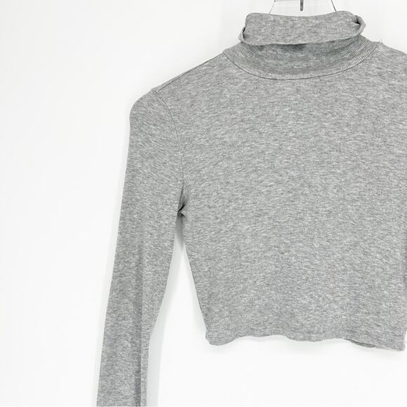 Aritzia Sunday Best Cropped Ribbed Turtleneck Pullover XS Grey - Picture 3 of 6